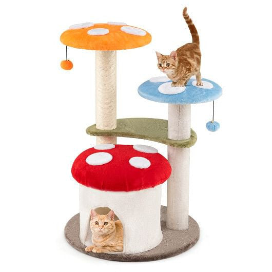 Mushroom Cat Tower with Scratching Posts