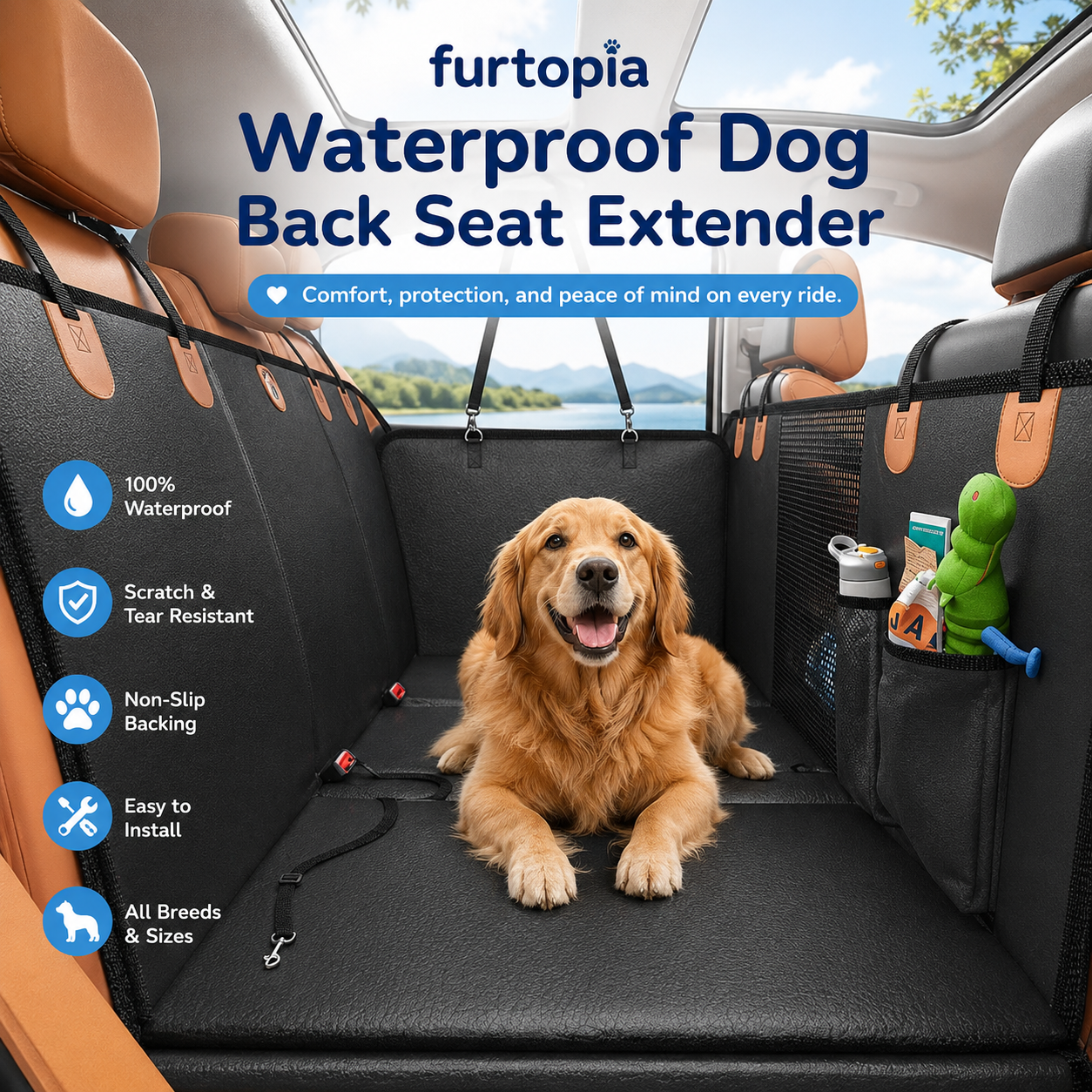 Waterproof Dog Back Seat Extender
