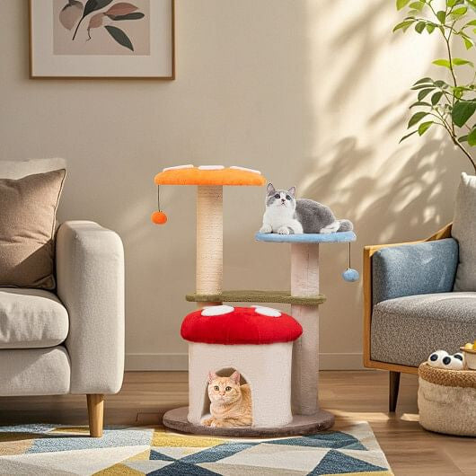Mushroom Cat Tower with Scratching Posts