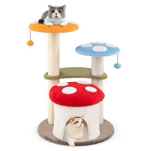 Mushroom Cat Tower with Scratching Posts