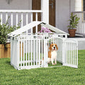 Tall Dog Fence Indoor Outdoor Puppy Pen with Locking Door - White