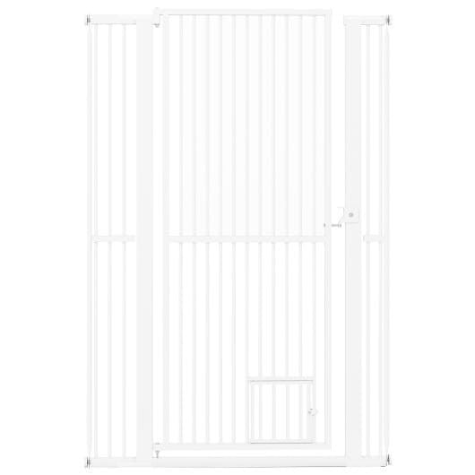Extra Tall Pet Gate Heavy-Duty Metal Cat Gate with Wide Opening-White